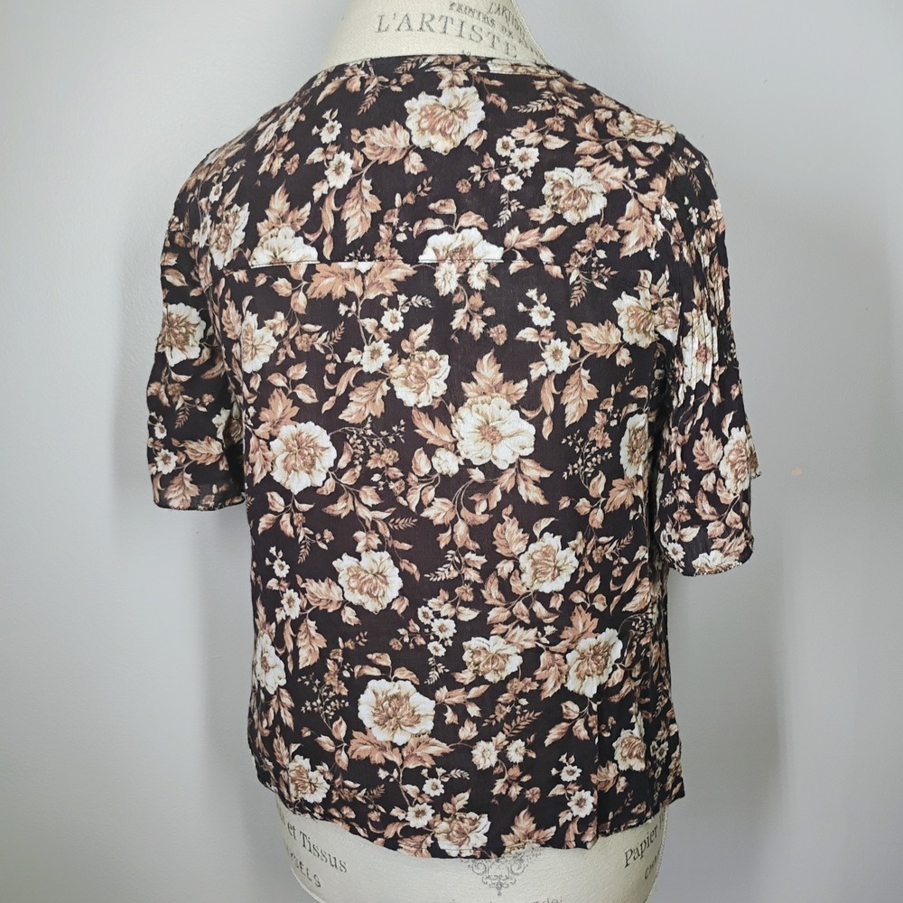 Denim & Supply Ralph Lauren‎ Floral Top Brown Size XS Flutter Flowy Cottage Boho - Picture 4 of 10
